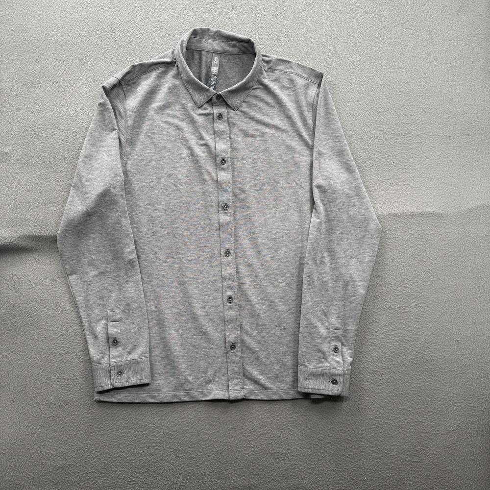 Vuori Shirt Mens Large Gray Solid Long Sleeve Button Up Stretch Jersey Casual